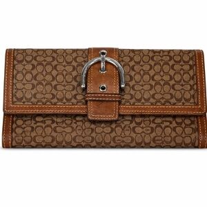 Coach Tan Signature wallet with Silver Buckle